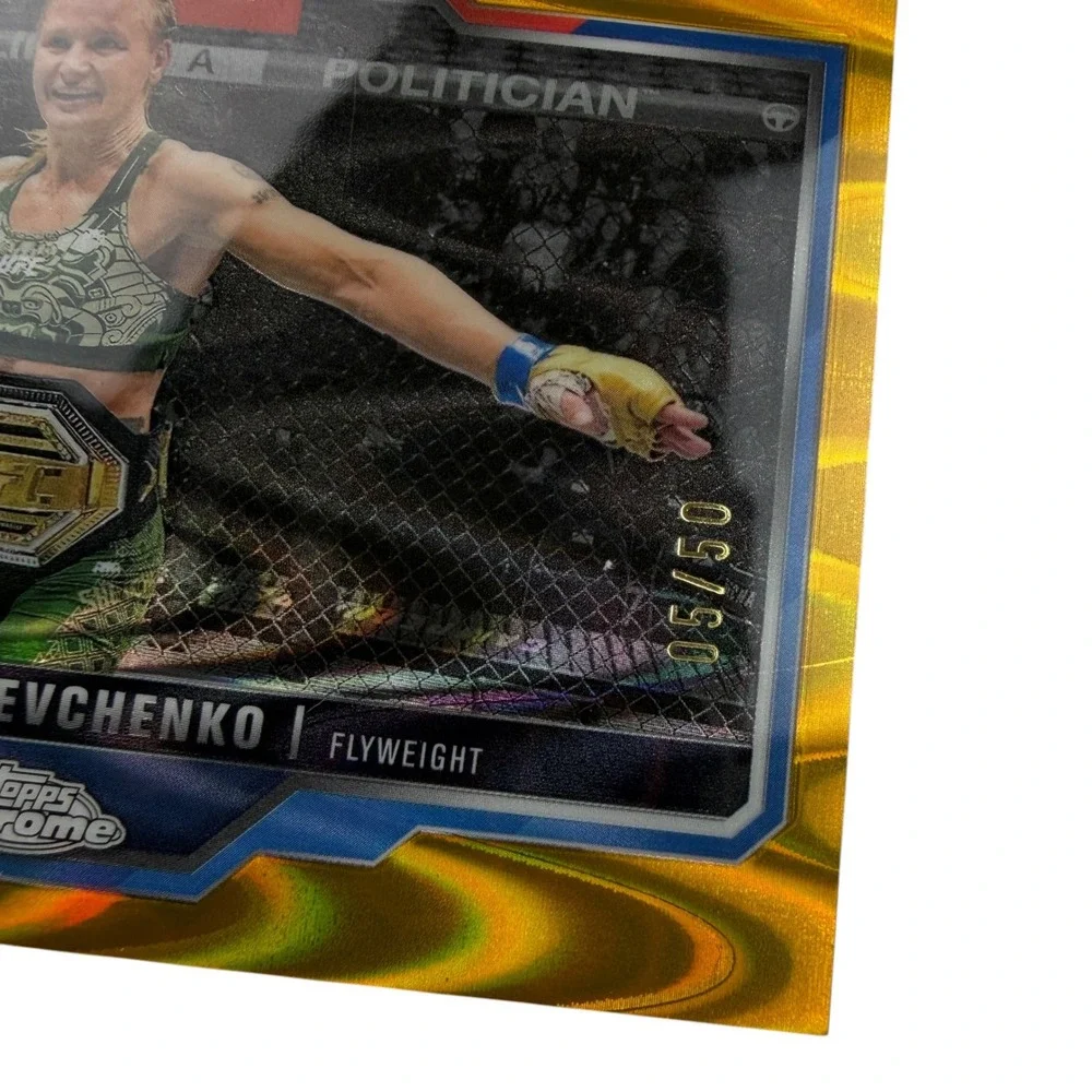 2024 Topps Chrome UFC Valentina Shevchenko Gold Wave Refractor /50 #166 MMA Card